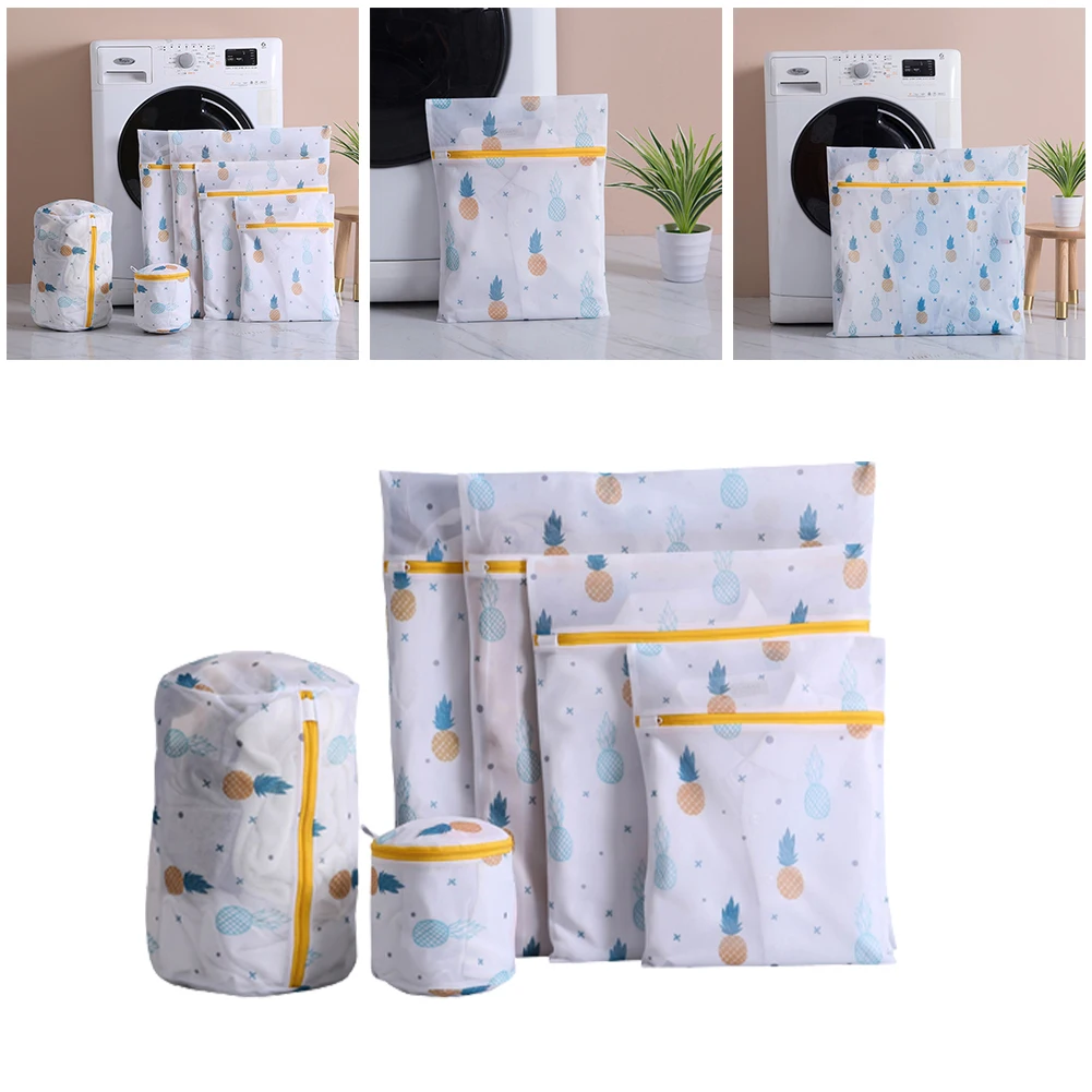 4PCS Cute Delicates Zippered Mesh Laundry Bag Polyester Washing Net Bag For Underwear Sock Washing Machine Pouch Clothes Bags