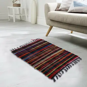 2x3 Feet Rug Handmade Bohemian Indian Hand Woven Rug Floor Mat Runner Chindi Carpet Bedroom Decor  Bedroom  Rug  Carpets 1
