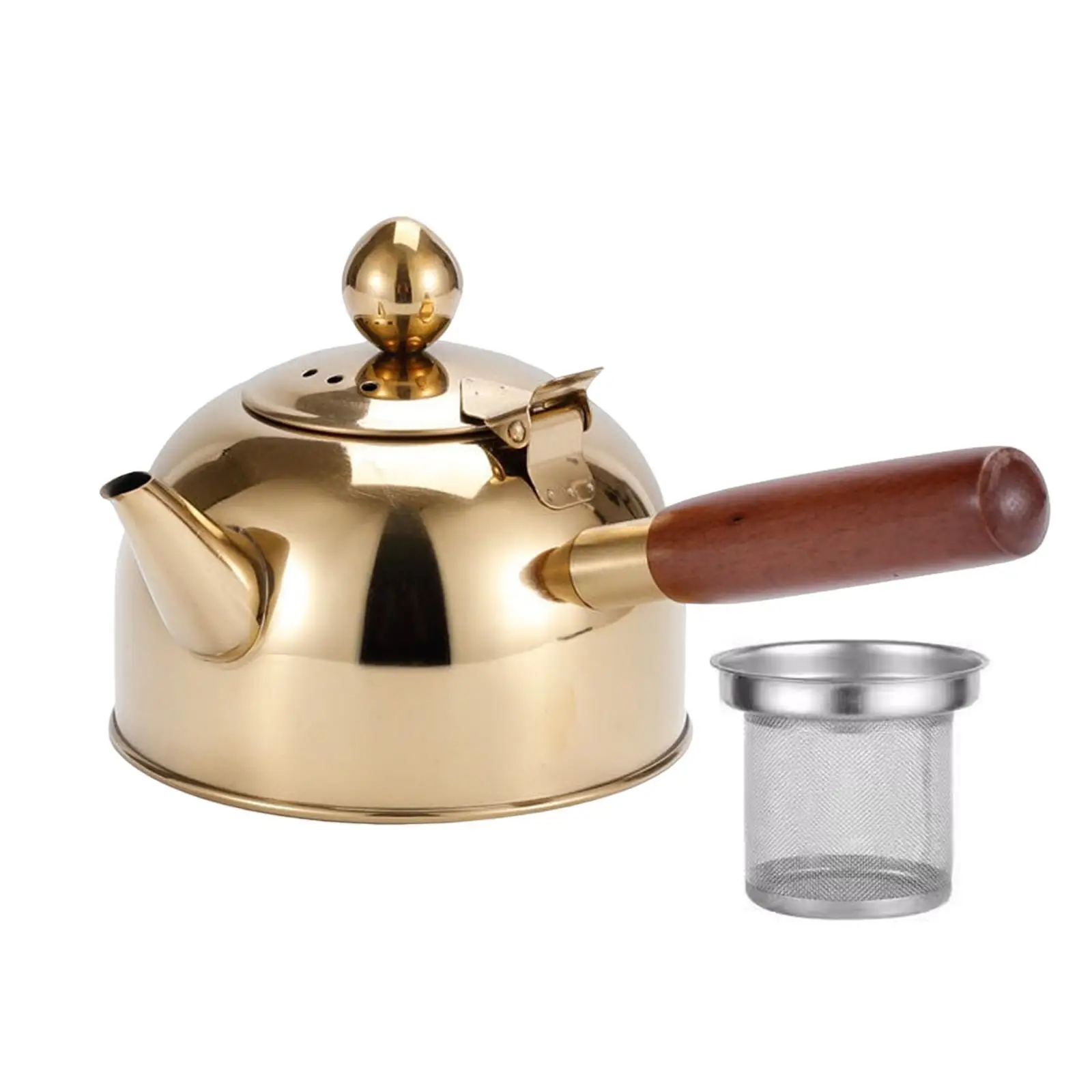 Portable Tea Kettle with Wood Handle Teapots Pot Jug Large Capacity Flat Bottom for Picnic Household Restaurant Kitchen Stovetop Portable Tea Kettle with Wood Handle Teapots Pot Jug Large Capacity Flat Bottom for Picnic Household Restaurant Kitchen Stovetop