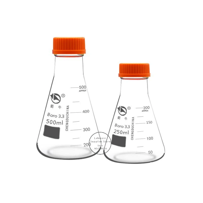 lab 250ml 500ml 1000ml 2000ml high borosilicate glass spiral neck triangular flask high temperature resistant conical flask 1pcs Lab Volumetric Flask