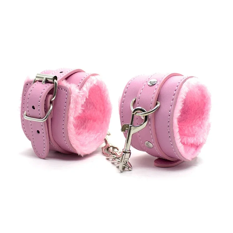 PU Leather Sexy Plush Handcuffs Women Ankle Cuff Bracelet Cosplay Fetish Sex Toys Accessories Bdsm Adult Game Toys Supplies