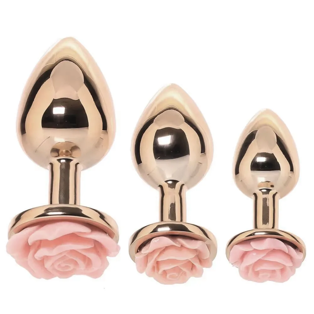 Analplug aus Metall mit Rosenblütenbasis, Buttplug aus Edelstahl für Anfänger, Petite Rose Butt Jewelry Sexspielzeug für Erwachsene