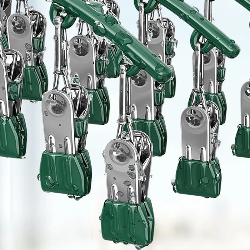 Stainless Steel 10-Clips Clothes Drying Hanger Waterproof Metal Laundry Airer Underwear Socks Holder Home Bathroom Balcony Rack