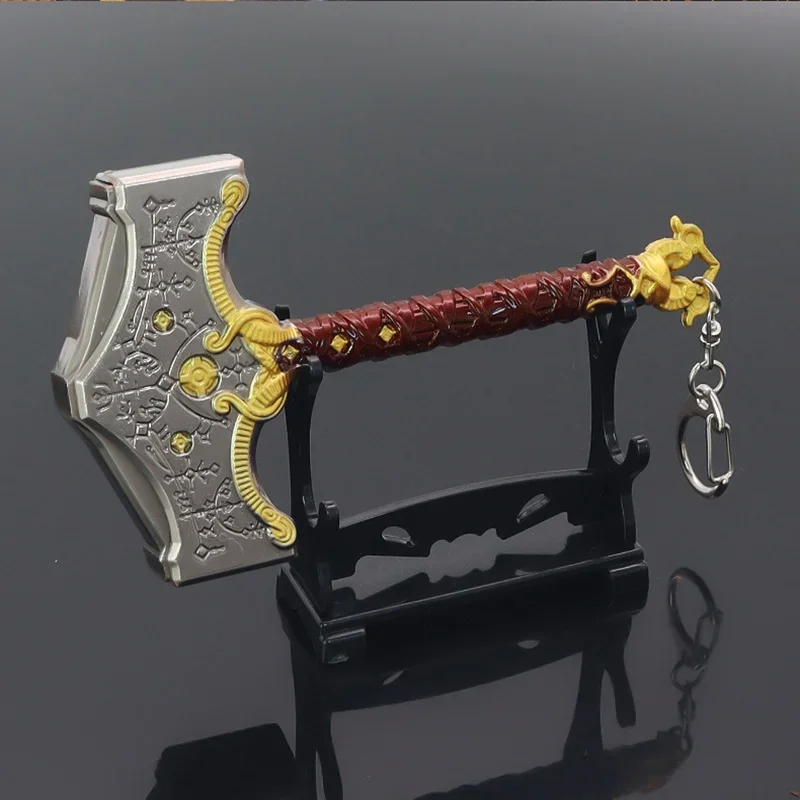 God of War Weapon Kratos Mjölnir The Hammer of Thor Sword Model Keychain 13cm Metal Material Game Periphery Gifts Toys for Boys 4