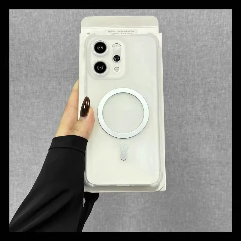 Magnetic Wireless Charging Shockproof Translucent Phone Case with Airbag Protection