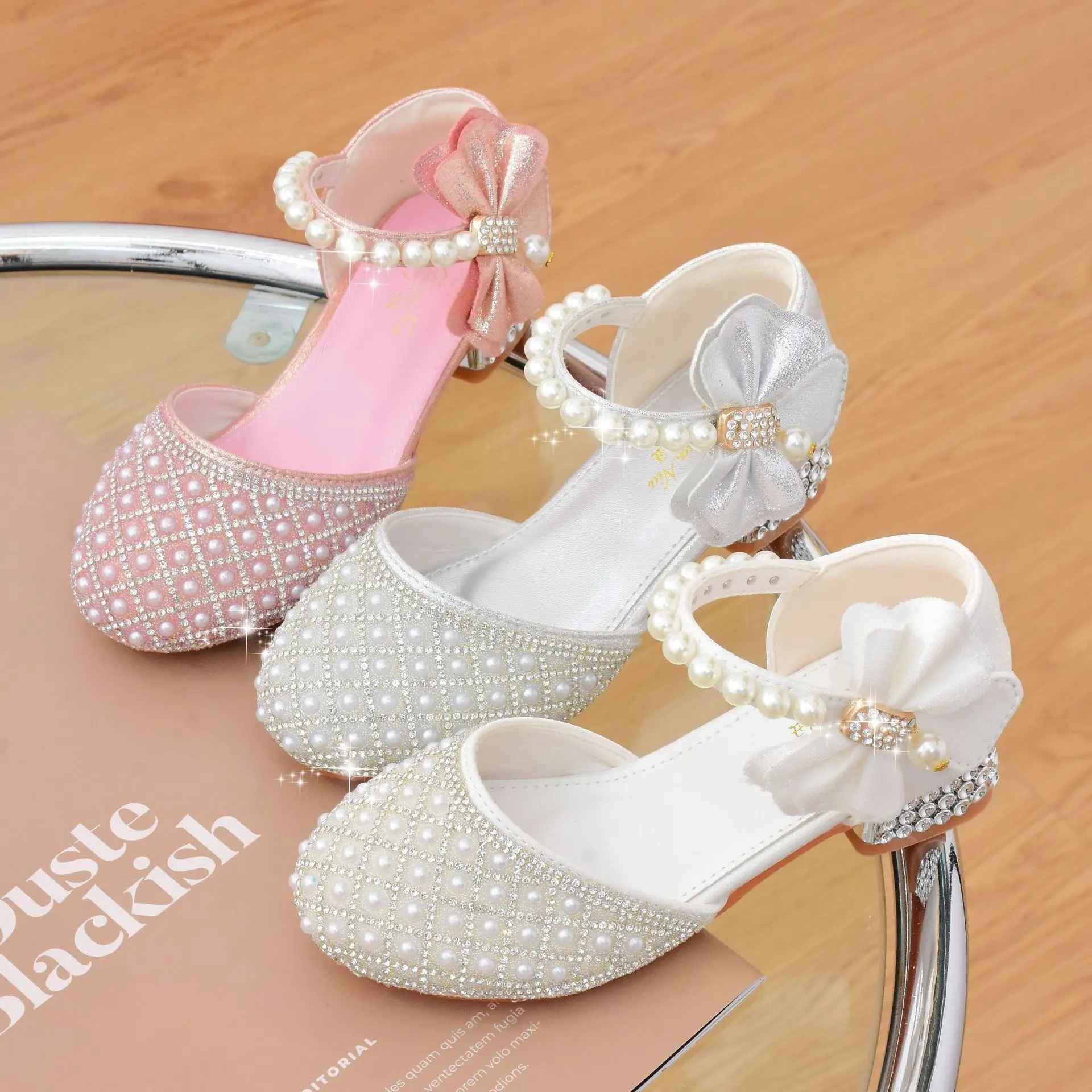 Girls Rhinestone Princess Party Shoes 3