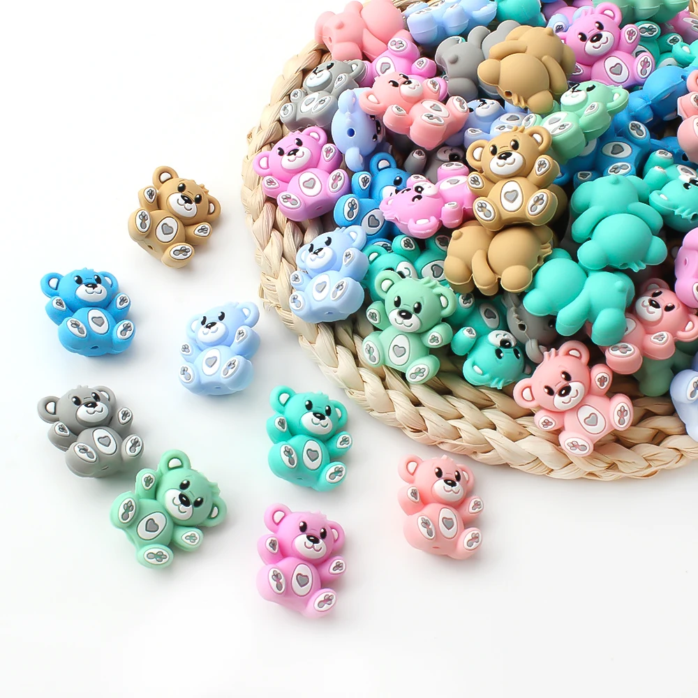 Silicone Beads Pacifier Bear Shape 3D Decor Beads For Jewelry Making DIY Bracelet Keychain Jewellery Accessories Gifts 5/10Pcs silicone beads silicone jewelry accessories