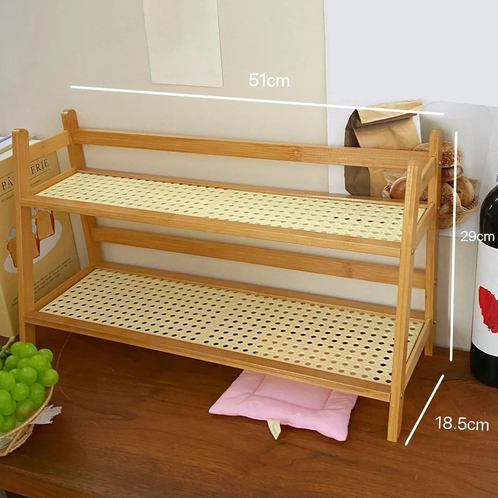 Bamboo Double Layer Rack Plant Stand Flower Pot Stand Desktop Organizer Office Kitchen Rack for Counter Kitchen Bedroom Home Bamboo Double Layer Rack Plant Stand Flower Pot Stand Desktop Organizer Office Kitchen Rack for Counter Kitchen Bedroom Home