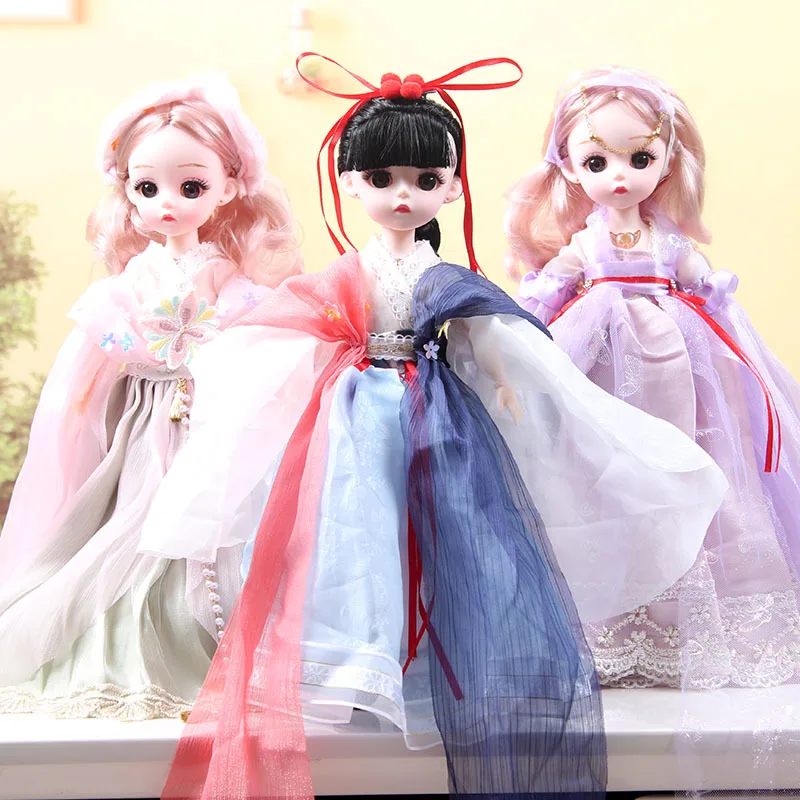 6 Points Dress Up Princess Dolls 30cm Doll 15 Joints Movable 4D Eyes Fashion Dress Suit BJD Girl Gift Indoor Decoration Toy