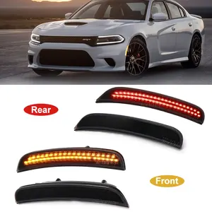 Smoked Lens Rear Red Full LED Bumper Side Marker Lights for Dodge Charger 2015 2016 2017 2018 2019 2020 2021 2022 2023