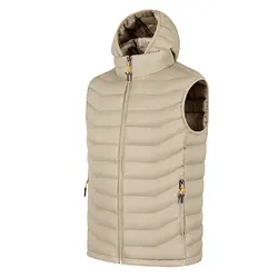 Wholesale Custom Man Padded Cotton Vests Winter Zipper Up Thick Solid Hooded Light Weight Puffer Vests For Men