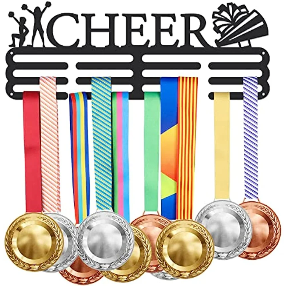 

Cheerleaders Medal Hanger Cheer Medal Holder with 12 Lines Sturdy Steel Award Display Holders for Over 60 Medals Wall Mounted