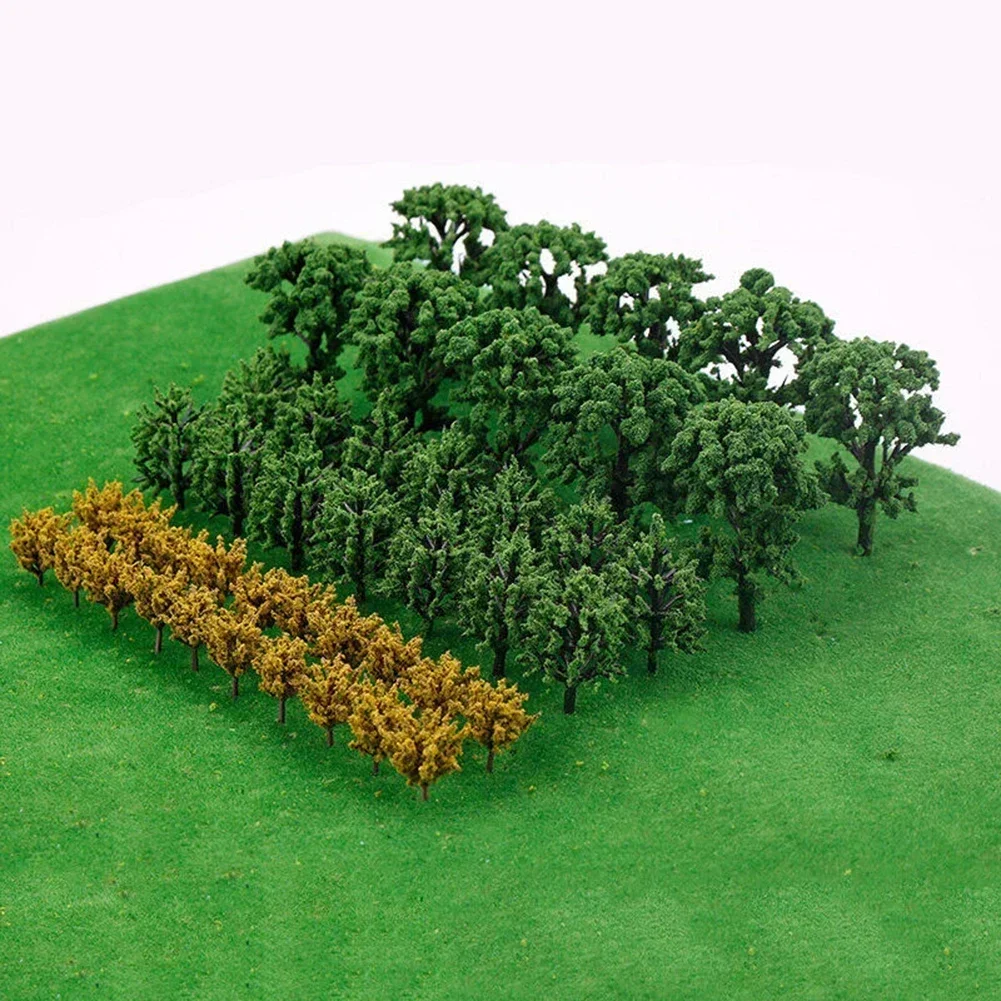 Model Tree Ornament Miniature Tree Ornament 50pcs Train Artificial Miniature Tree Plastic Model Scenery Railroad Decoration Building Landscape Micro Accessories Toys
