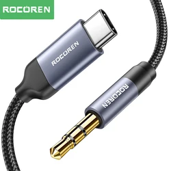 Premium Rocoren USB - C to 3.5mm Audio Adapter Cable - 0.5m (Dark Gray)