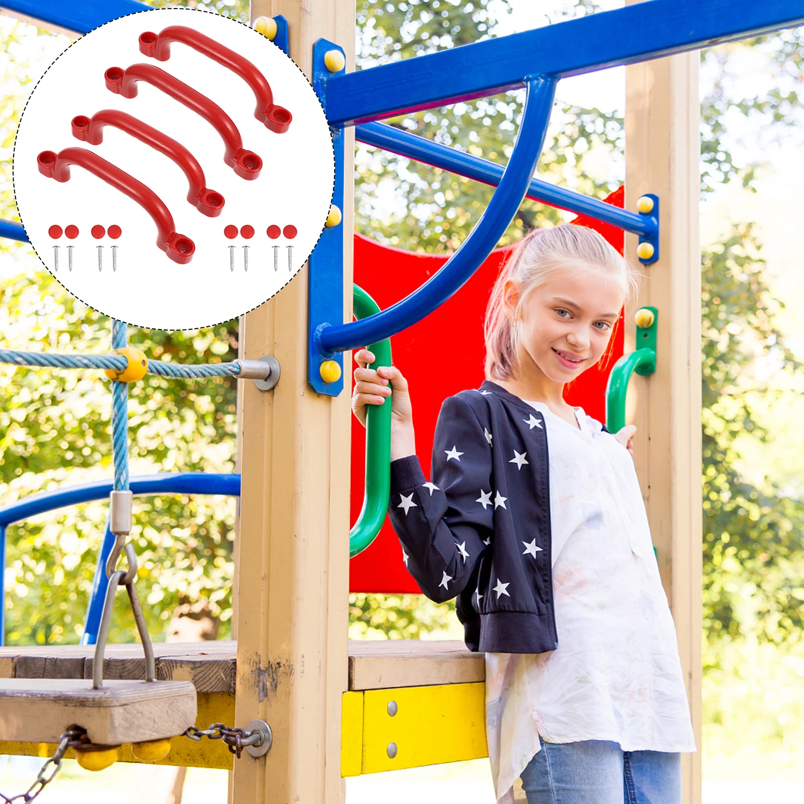 

Toys for Toddler Plastic Handle Accessories Swing Safety The Playground Equipment Children' Red Non-slip Gripper Kit