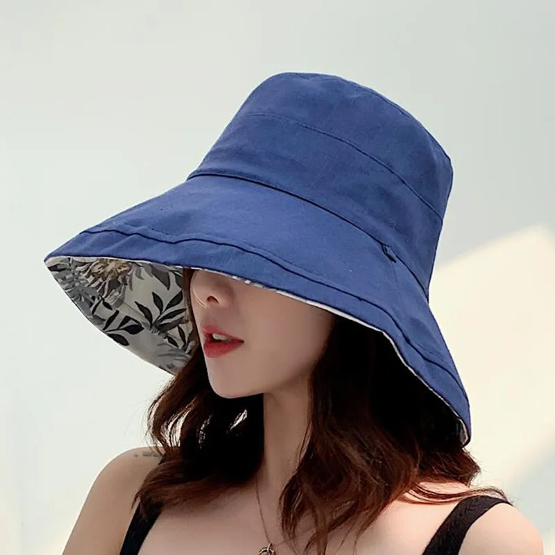 Fashion Print Women Sunshade Basin Cap Double Sided Fisherman Hat Large Brim Sun Protection Visors Beach Travel Bucket Hat women bucket hat sun hat women hat bucket hat