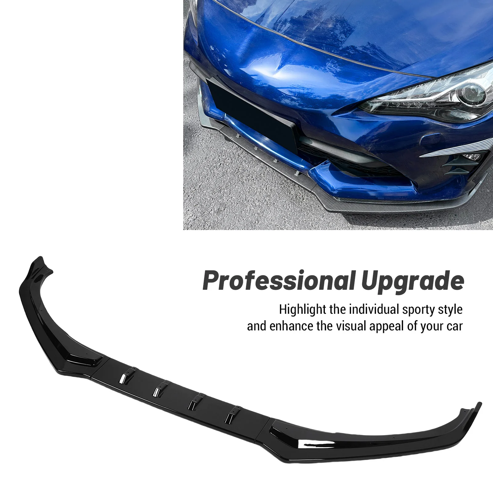 Front Bumper Body Kit Aerodynamic Anti  Front Bumper Lip Air Chin Body Spoiler Seamless Fit Reduce Wind Drag for Vehicle