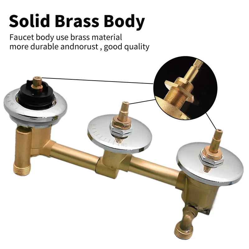 3 Way Diverter Shower Waterfall Bathtub Thermostat Faucet One Piece Square 3 Handle Knobs Bath Shower Mixer Tap 5