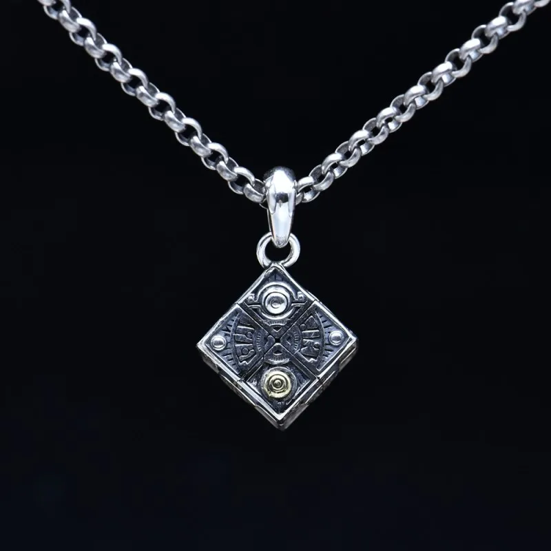 BOCAI  New S925 Sterling Silver Vintage Personality Universe Rubik's Cube Pendant Male and Female