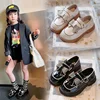 Kids Performance Flat Shoes 2024 Brand New Princess Shoes with Crystal Bow for Party Girls British Style Leather Shoes Versatile 3
