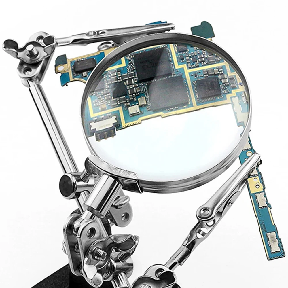 Magnetic Welding Holders, Welding Accessories Clamp, Magnetic Welding Fixer, Welding Electrode Clamp, Soldering Stand, Welding Magnifying Glass Multifunctional Soldering Station With Soldering Iron Holder Crocodile Clip 5X Magnifying Glass Welding Pliers Weld Repair Tool