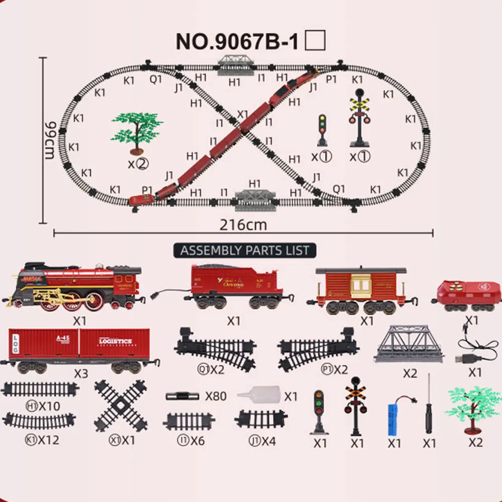 Electric Train Set Classical Battery Operate Remote Control Train Set Christmas Steam Train Light Sound Christmas Series Toys Gift Children