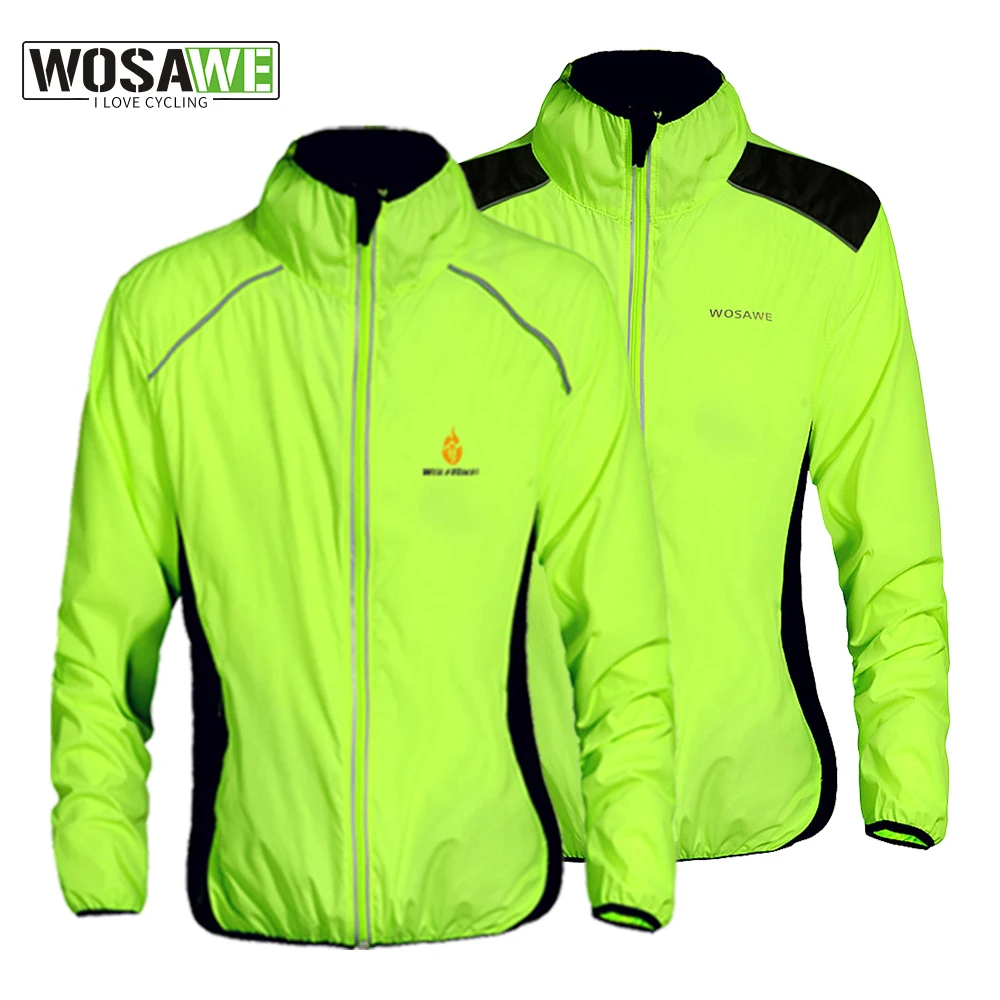 WOSAWE Cycling Jacket Light Weight Breathable Bike Bicycle Riding Windbreaker Reflective Rain Water Resistance Coat Bike Jacket
