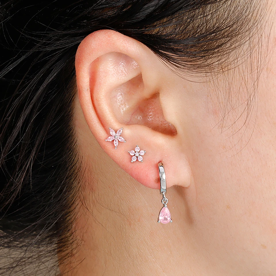 Orecchini Quadrati Donna In Oro Rosa Con Zirconi Cubici – Ipoallergenici, Argento 925 Placcato Oro 18k – Eleganti Per Cene E Appuntamenti