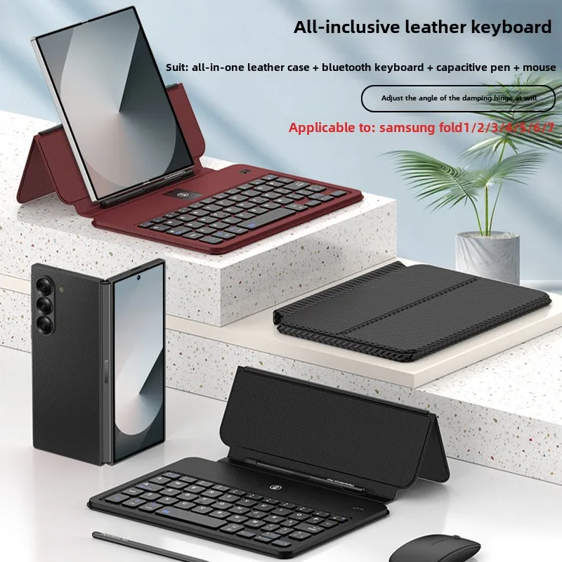 Leather Foldable Bluetooth Keyboard for Android Phone with Portable Design, Convenient to Carry &ndash; Mobile Phone Keyboards