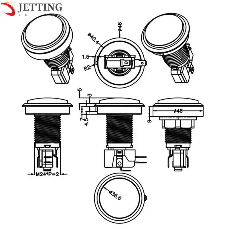 1pcs 45mm Push Button Arcade Button Led Micro Switch 12V Power Button Switch Set Green/Yellow/Red/White/Blue