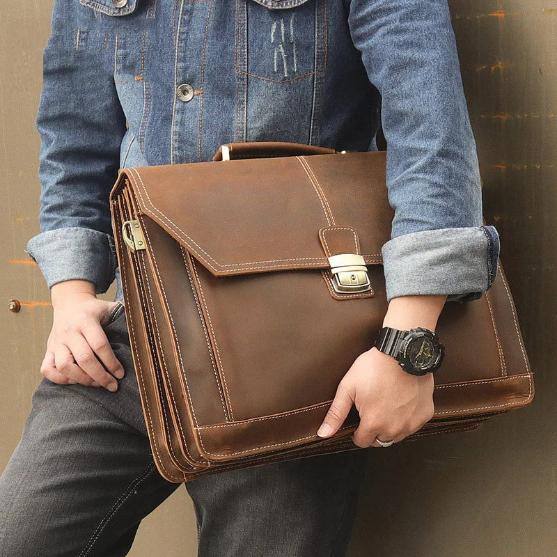 Formal Business Bag Genuine Leather Briefcase Bag For 15 Inch Notebook PC Computer Bag Cowhide Messenger Bags For Male
