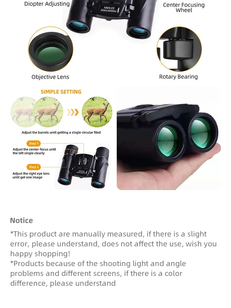 100x22 mini tragbar hd fernglas 30000m lang reichweite klapp bak4 fmc optik für jagd sport outdoor camping travel – Detail 8