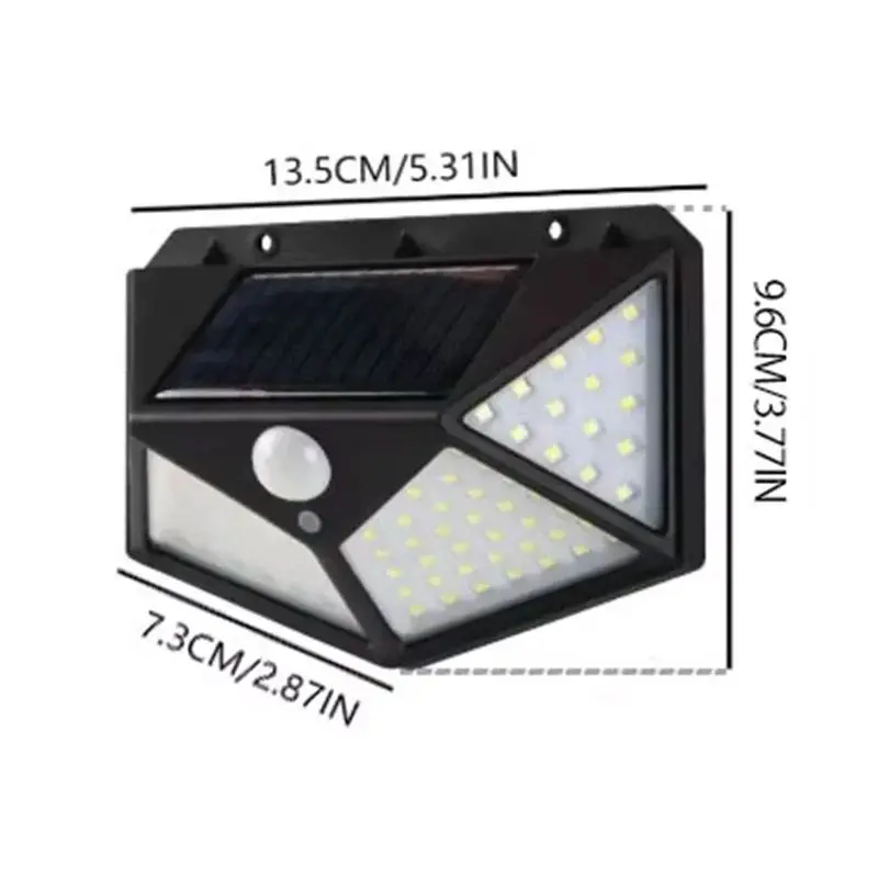 100LED solar wall light Outdoor Human Body Sensing Lamp waterproof Solar Powered Sunlight Street Lamp Garden Railing Decorative