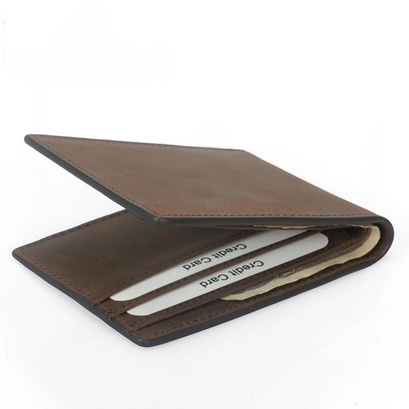 New style retro leather men's wallet with anti-theft brush crazy horse head layer cowhide thin short leather wallet