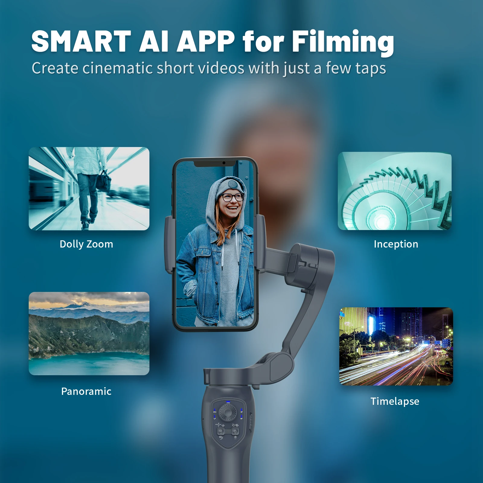 L7CPro 3-Axis Handheld Gimbal with AI Face Tracking&Fill Light Anti-Shake Stabilizer for iPhone/Android Perfect for Vlog