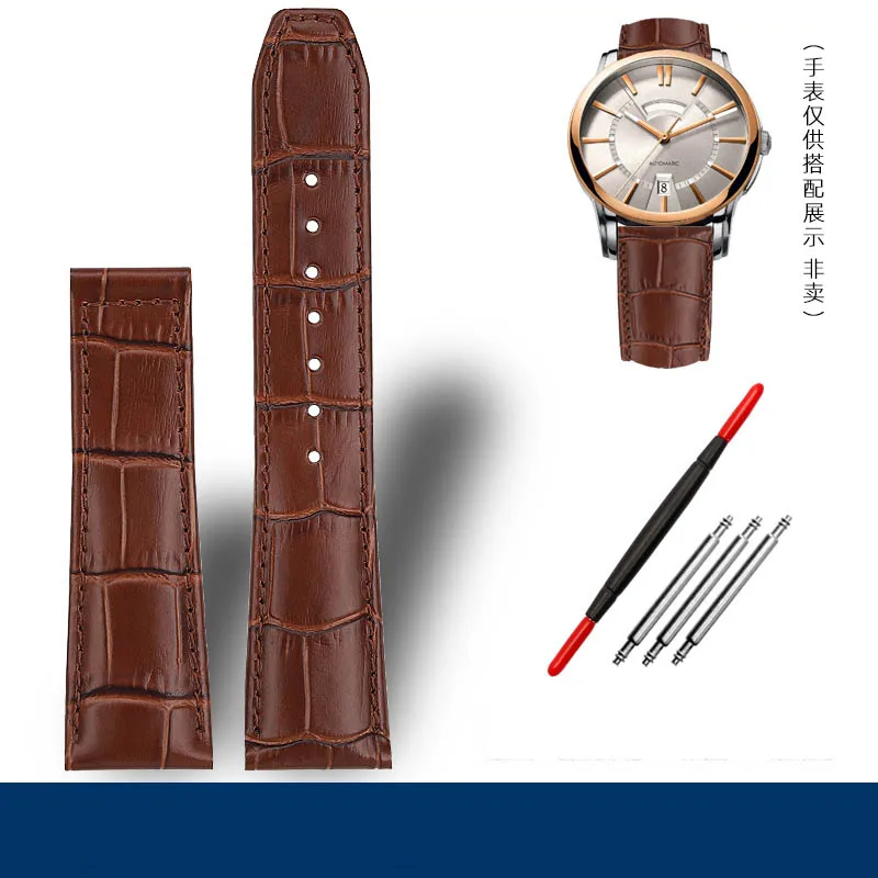thumbnail image 1 of Correa de reloj MAURICE LACROIX Eliros de piel de vaca suave de 20 a 22 mm con hebilla plegable, correa de piel auténtica negra, marrón y azul, accesorios para hombre, 1 of 5