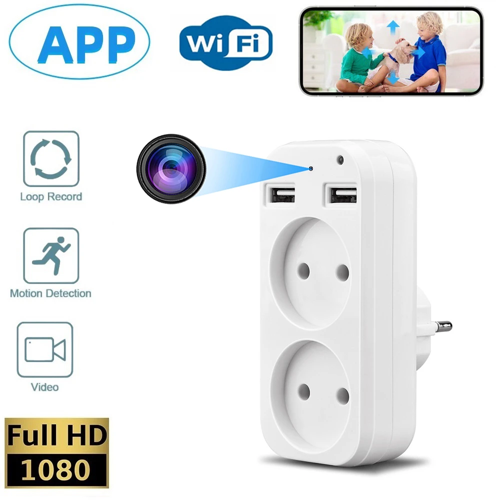 Eu Standaard Sockets Adapter Wifi Camera Hd 1080P Eu Plug Mini Camera