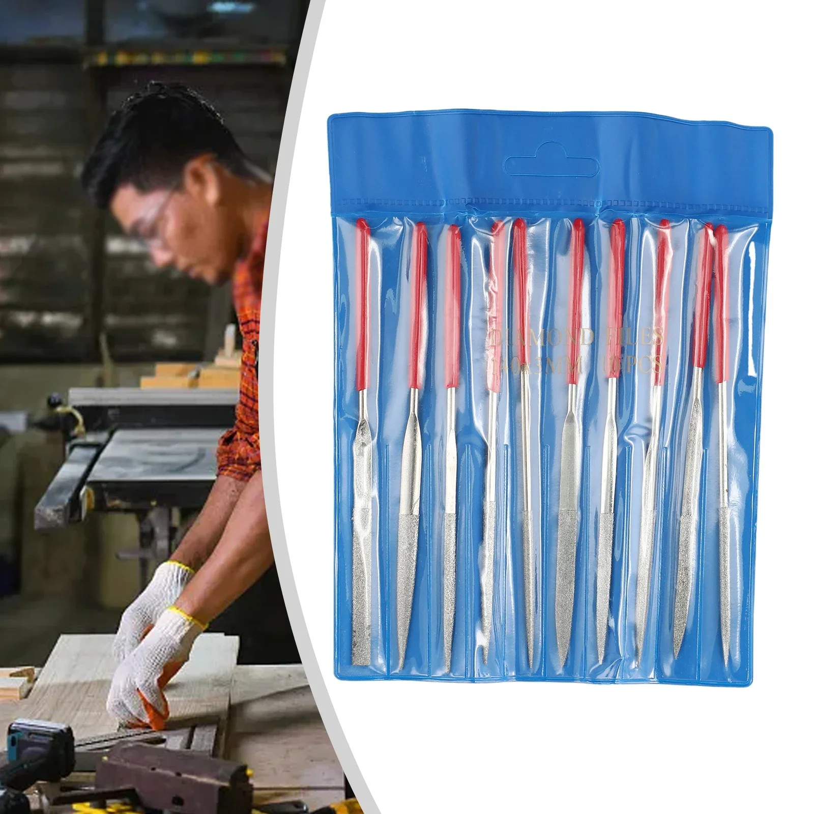 

10pcs/Set Electroplated Hand Tool Diamond File Rasp Useful Alloy 140*3mm 120 Mesh Mini Needle Metal Carving Craft