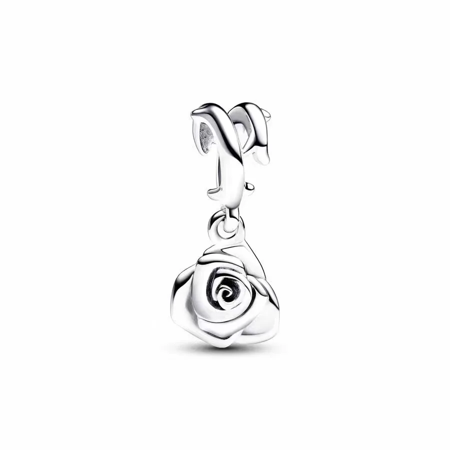 

Romantic S925 Sterling Silver Rose Flower Charm Fit Pandora Bracelet For Women's Outing Jewelry Diy Accessories