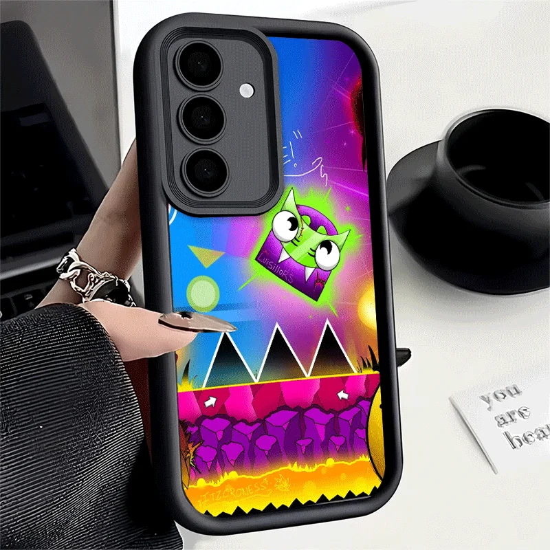 Colorful Geometry Dash Game Design Soft Phone Case