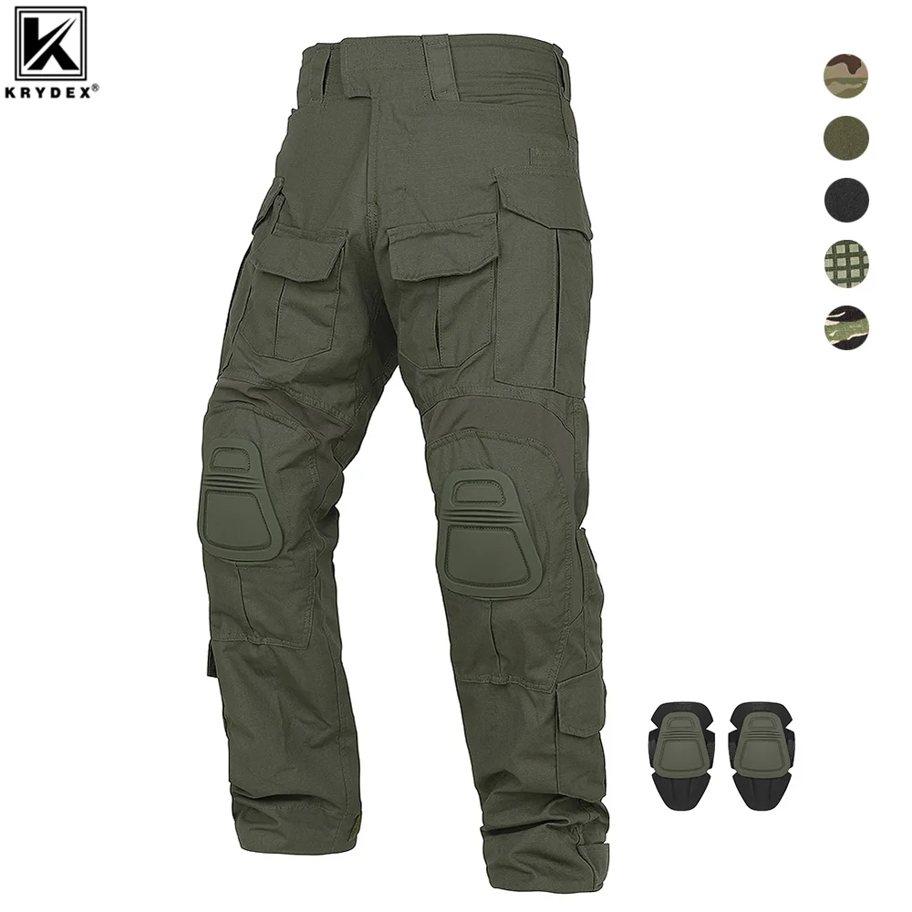 

KRYDEX BDU G3 Combat Pants CP Style Tactical Hunting Paintball Gen3 Clothes Trousers with knee Pads MC Tiger Stripes Camo