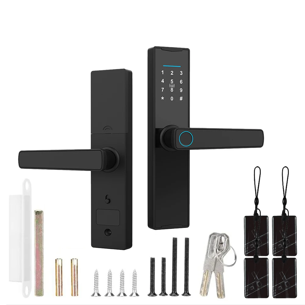 PHIPULO Tuya App Smart Door Lock Digital Electronic Lock Smart Home Wooden Door Lock Biometric Fingerprint