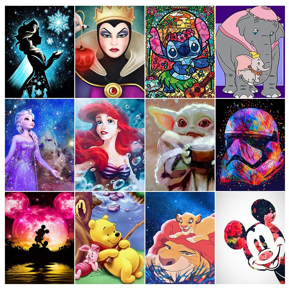 

Disney Diamond Painting Cross Stitch Mickey Pattern 5D Cartoon Princess Diamond Embroidery Winnie The Pooh DIY Home Decor