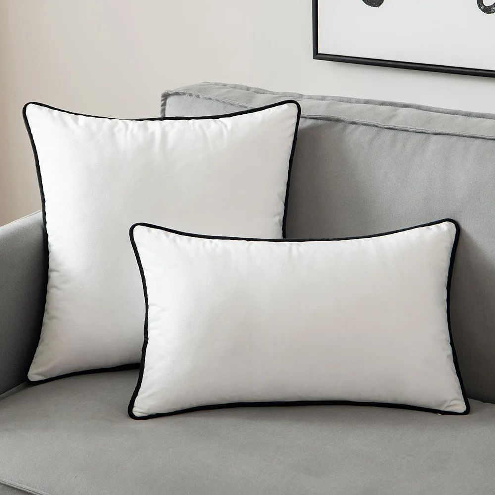 Elegante schwarz-weiße Samt-Kissenbezüge für Sofa, Wohnzimmerdekoration, Velours-Kissenbezüge 45 x 45/50 x 50/30 x 50 cm – Detail 12