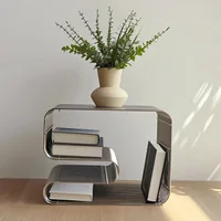 Table basse scandinave moderne en métal, table d'appoint élégante et minimaliste avec rangement pour le salon, pour magazines et livres 5