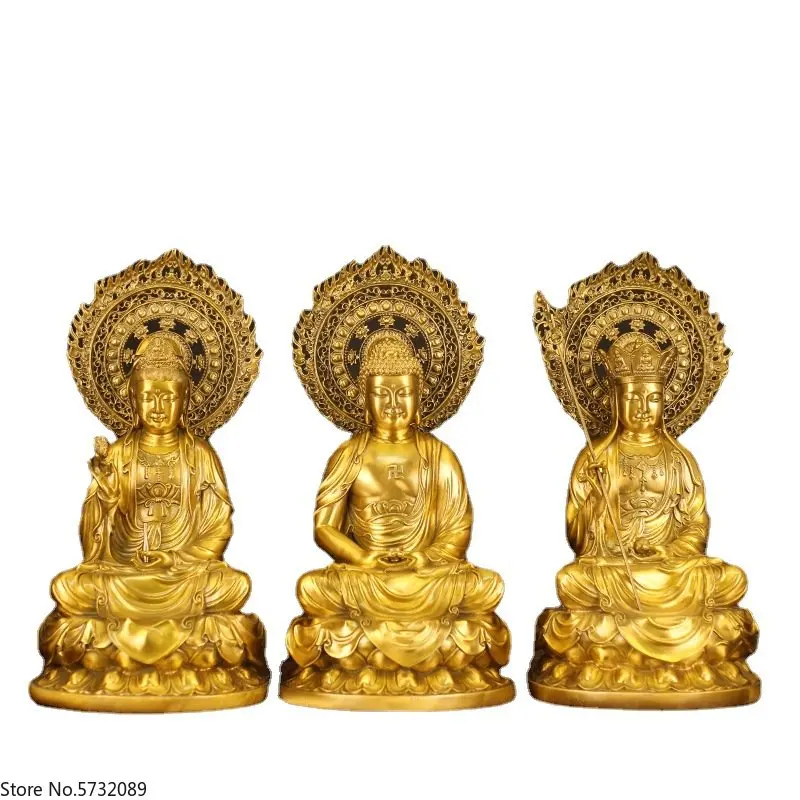 

Saga Sansheng Buddha Statue/Brass Land Treasure King/Avalokitesvara Bodhisattva/Decoration Shakyamuni Buddha