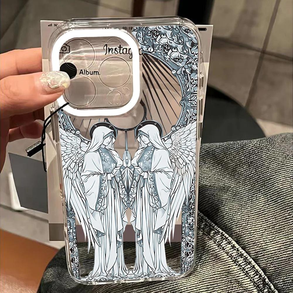Retro Cupid Angel Clear TPU Phone Case - Vintage-Inspired Design and Durable Protection