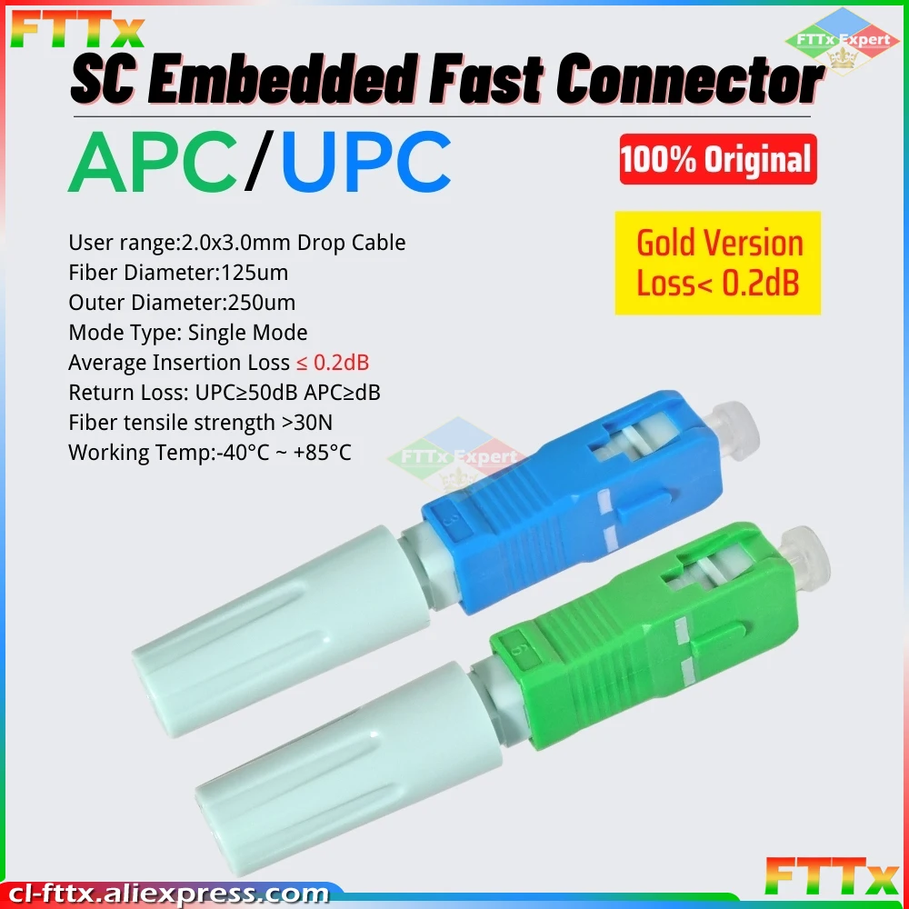 New sc apc/upc fast connector SM Single-Mode FTTH Tool Cold Connector Tool SC UPC Fiber Optic Fast Connector free shipping