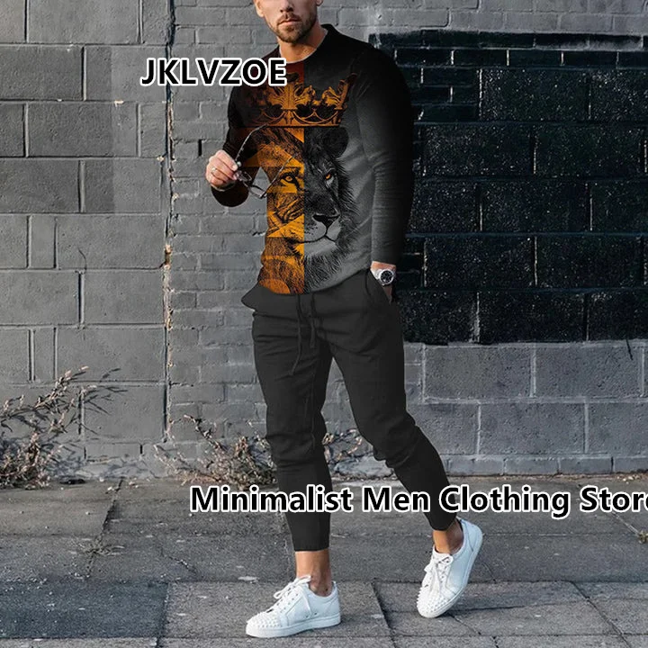 2023 Newest Men's Tracksuits Long Sleeve T Shirt+Trousers 2 Piece Sets Fashion Spring Man Clothing Streetwear Sweatpants Suits