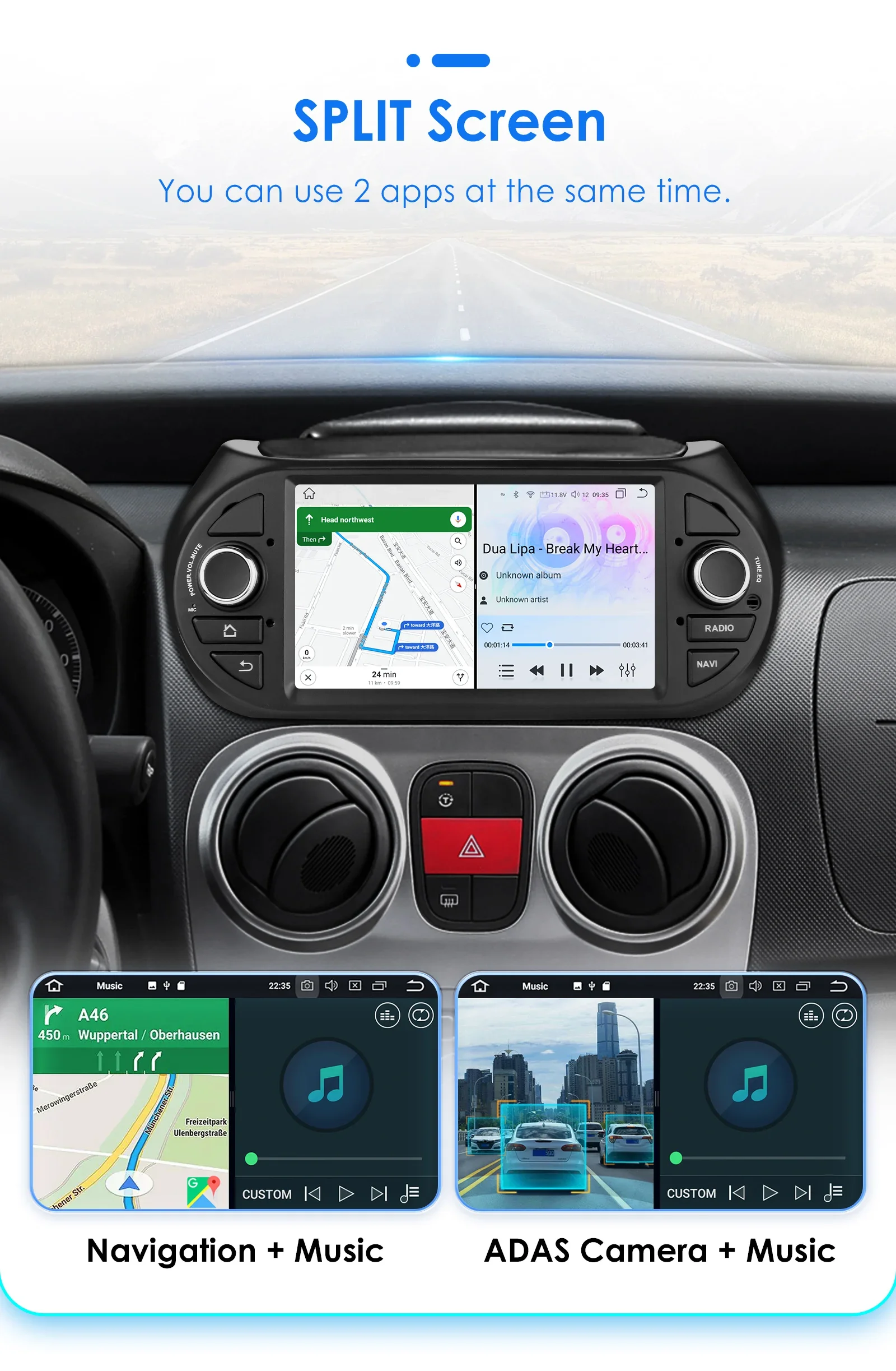 7" Ossuret Android Auto Car Radio for Fiat Fiorino Qubo Peugeot Bipper Citroen Nemo Multimedia Navi GPS RDS DSP CarPlay BT 4G